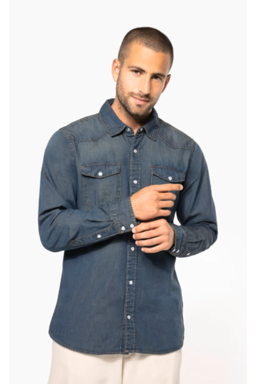Chemise denim manches longues