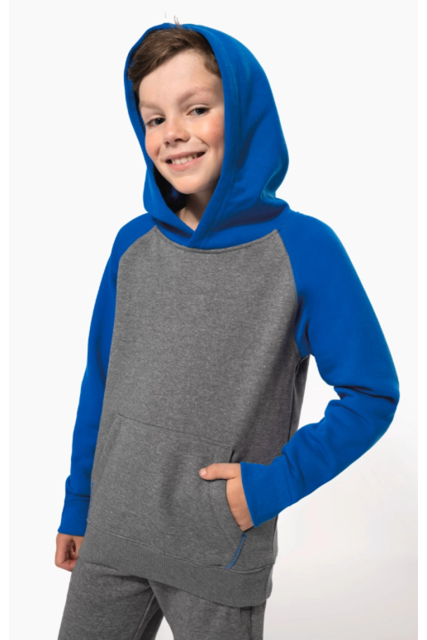 Sweat-shirt capuche bicolore enfant