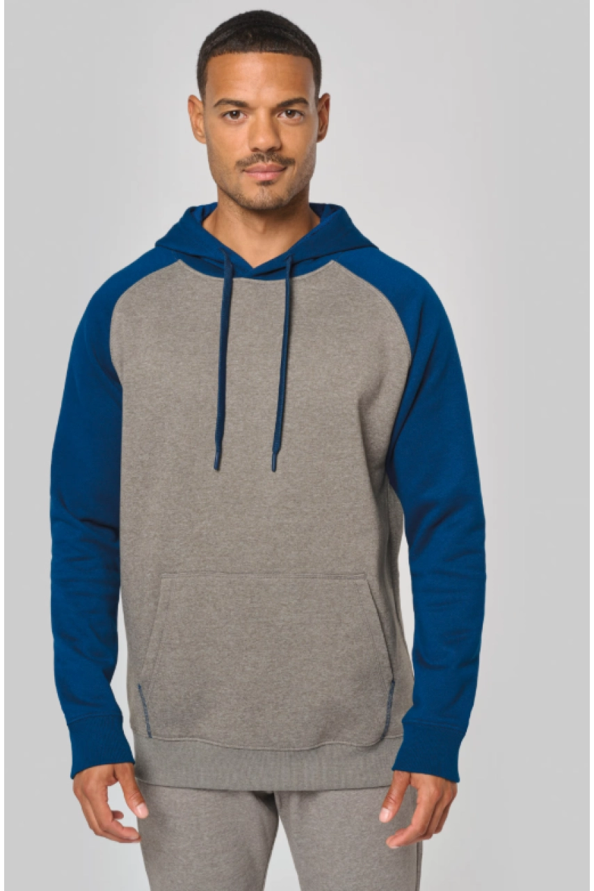 Sweat-shirt à capuche bicolore unisexe