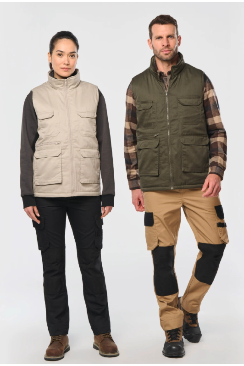 Gilet polycoton multipoches rembourré unisexe
