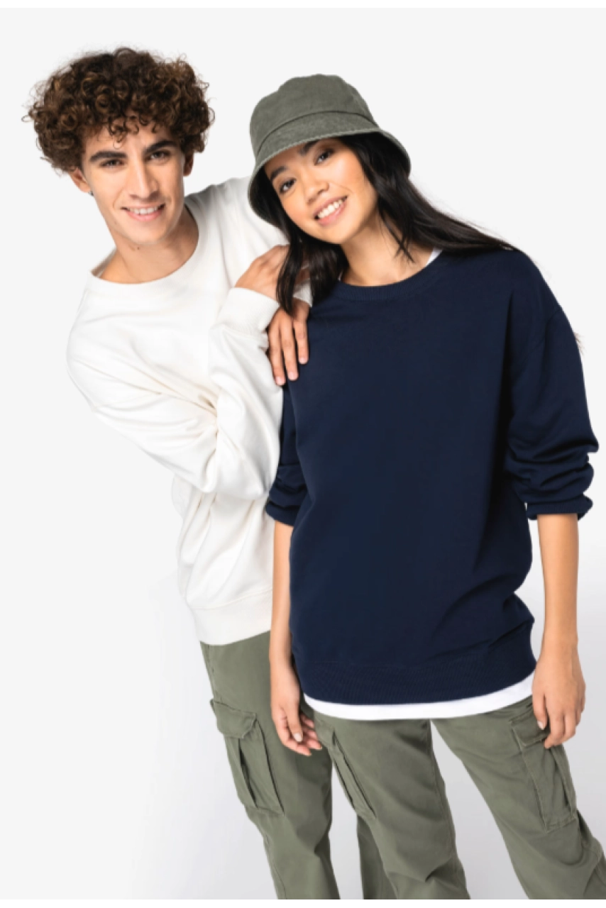 Sweat-shirt écoresponsable à col rond à épaules tombantes French Terry unisexe