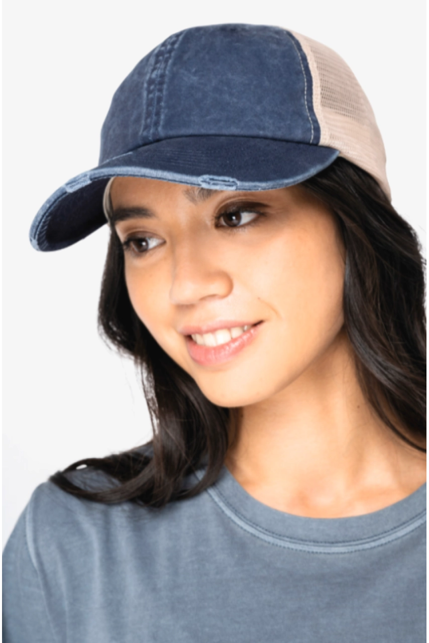 Casquette trucker écoresponsable  effet déchiré unisexe