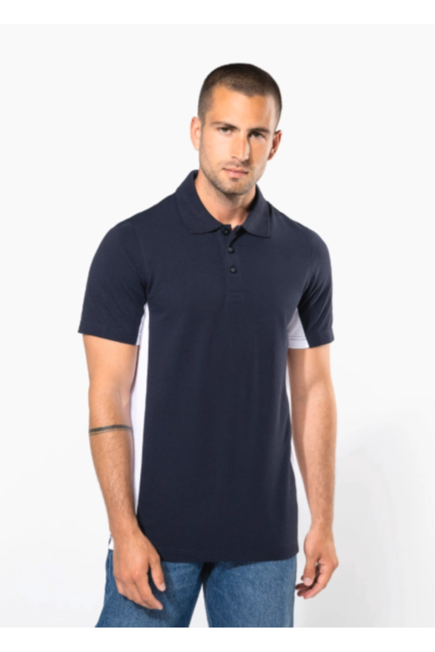 Polo piqué manches courtes bicolore homme