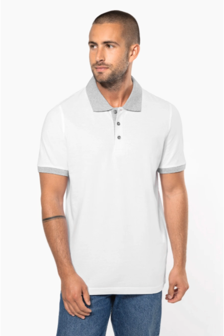 Polo piqué bicolore homme