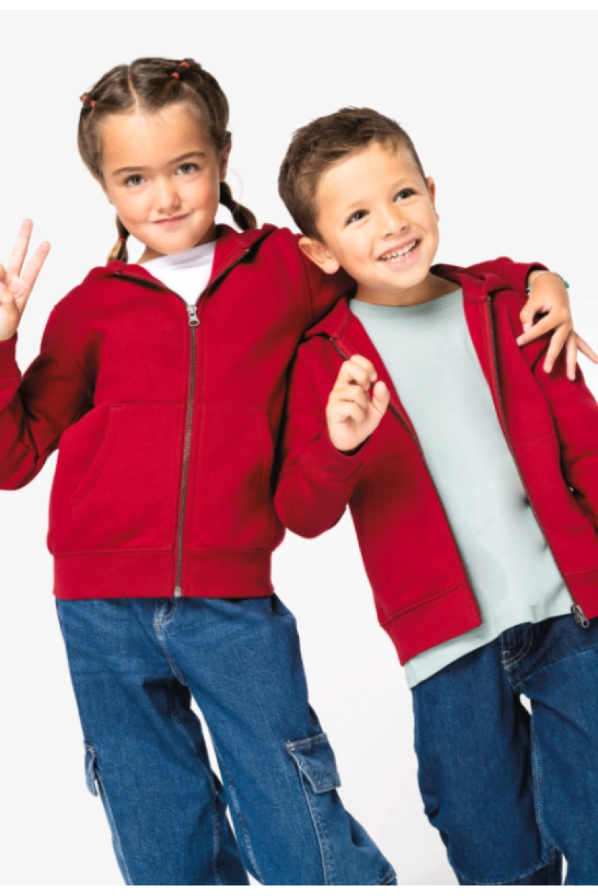 Sweat-shirt écoresponsable zippé à capuche enfant