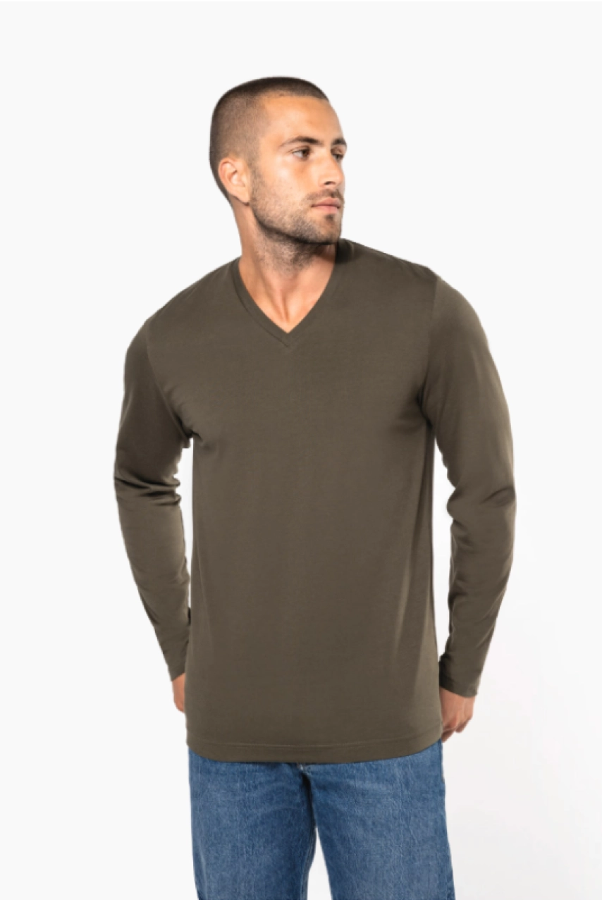 T-shirt col V manches longues