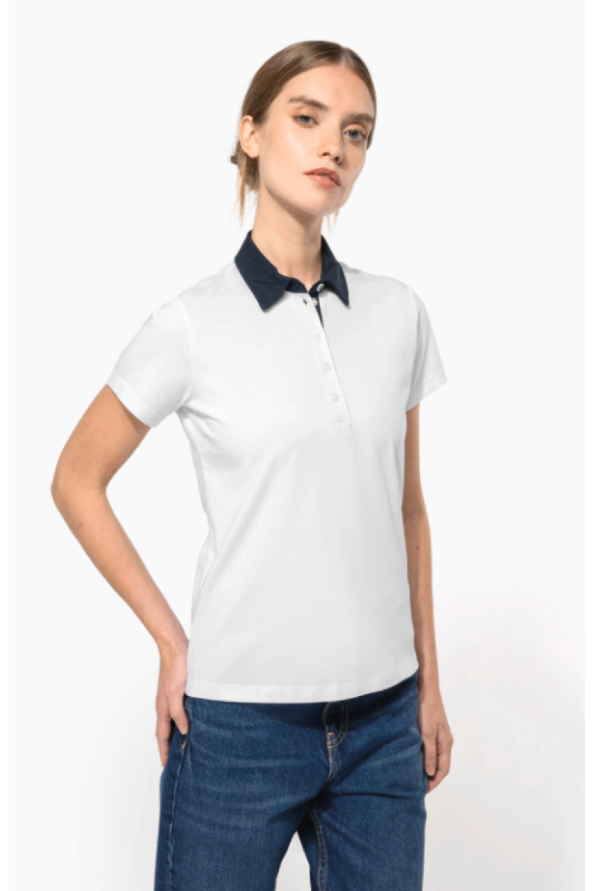 Polo jersey bicolore femme