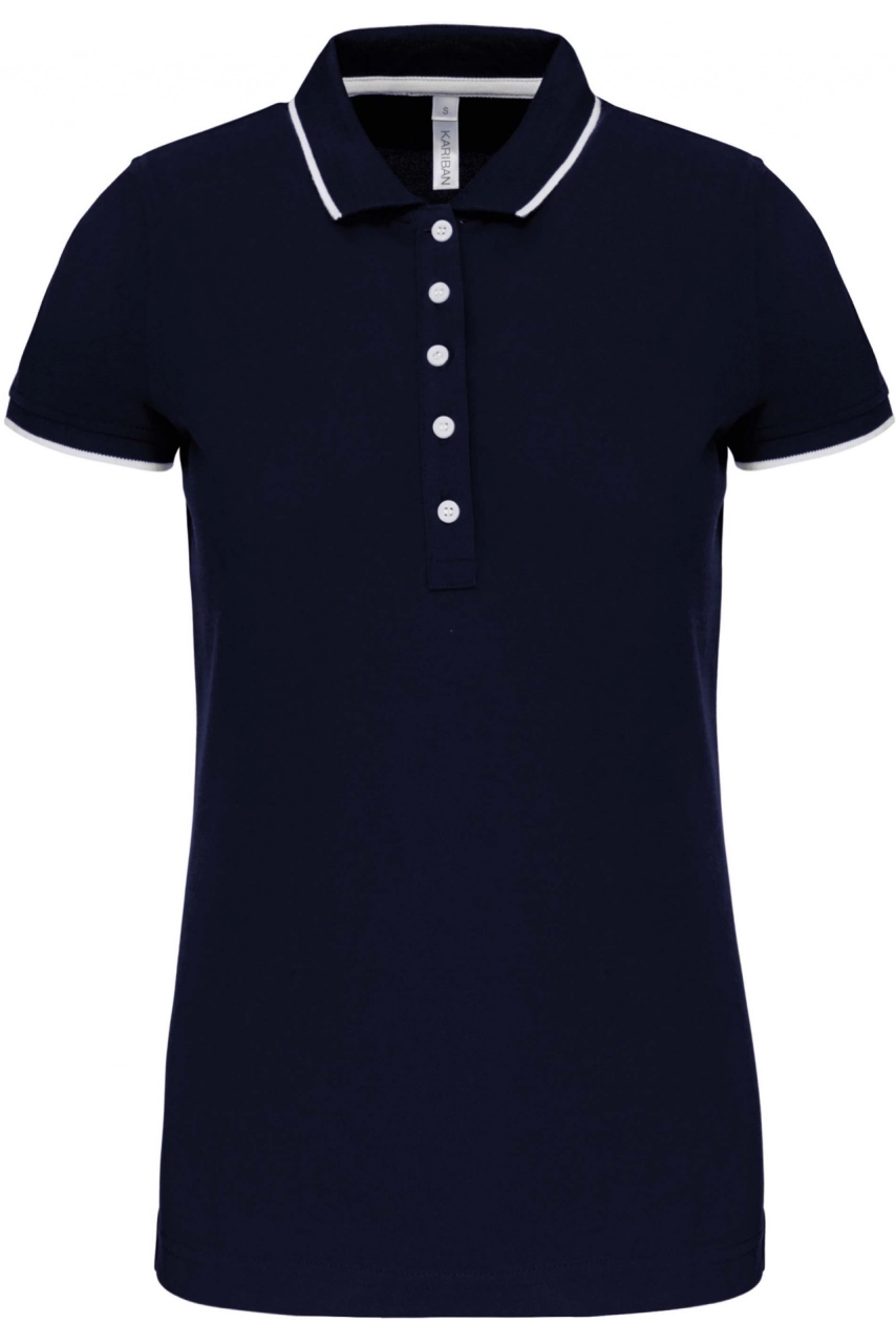 Polo maille piquée manches courtes femme